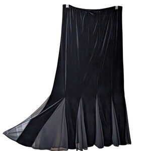 MSK Evening velvet maxi skirt size 12 pull on sheer panels Gusset dressy event